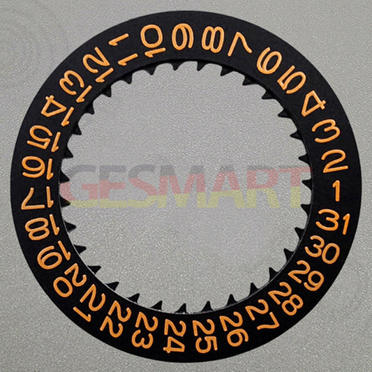 Orange font date disk wheel for NH36 movement with date window at 3 o'clock - watch part