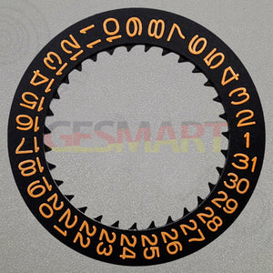 Orange Font Black Date Disk Wheel for NH36 Movement Date At 3 Watch Part