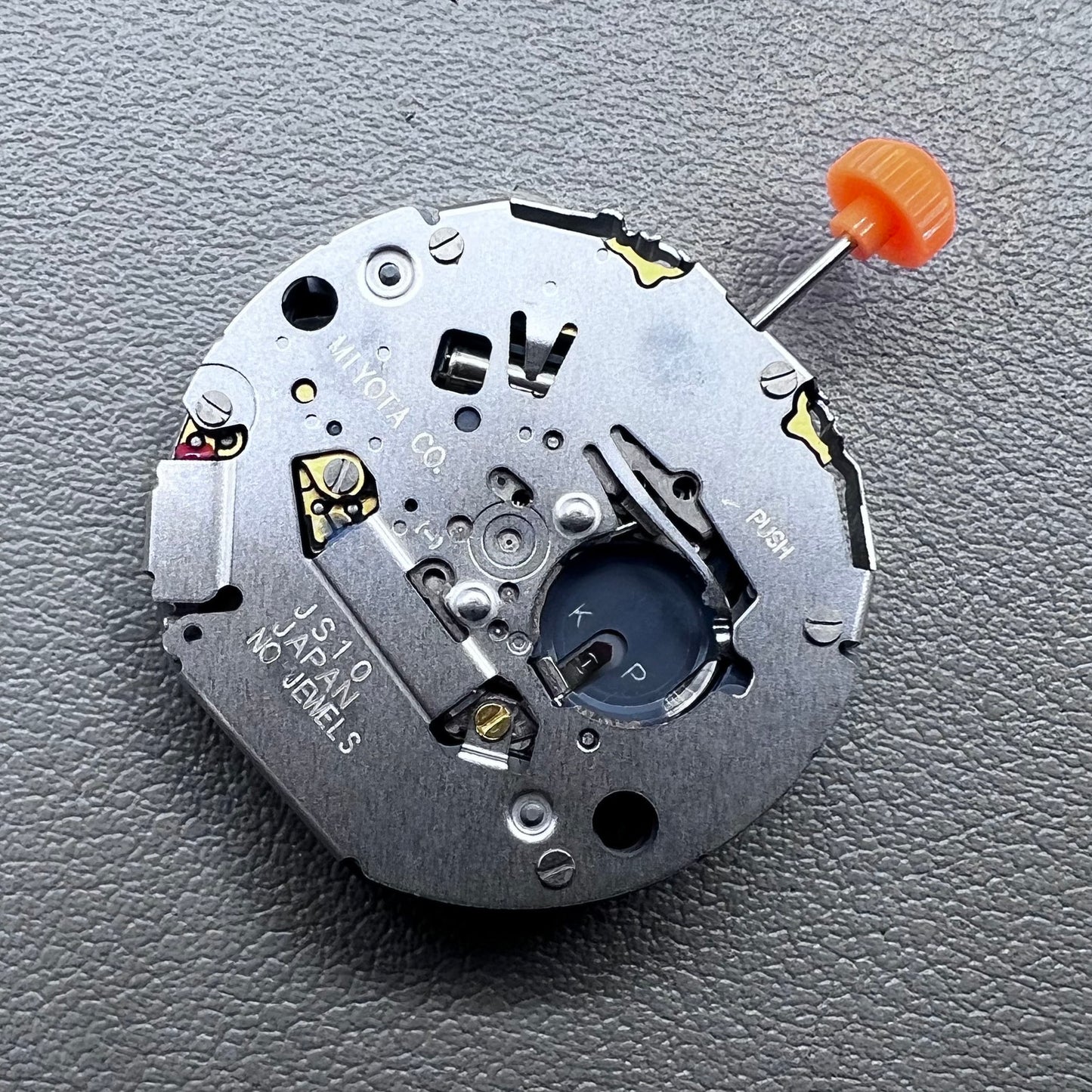 Japan Miyota JS10 quartz movement watch with small second hands at 6, 9, and 12 o'clock positions.