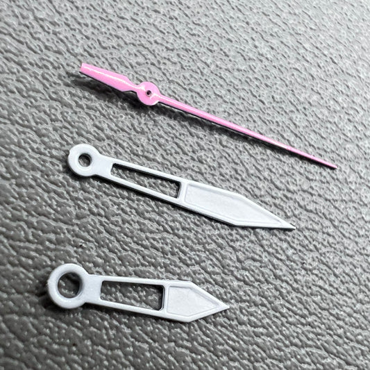 Set of pink 13mm hollow second hands for Miyota 2315, 2035, 2036 watches.