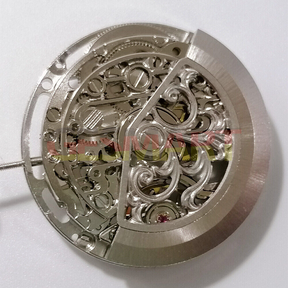 Hangzhou 7500 silver carved hollow watch movement, 3 hands, precision timekeeping, China made.