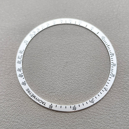2 PIECES Ring+Black Font Watch Bezel Aluminum Alloy White for Omega Speedmaster