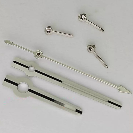 13.5x13x8x3.5mm Silver Trim Black Middle Watch Hands Set for VK63 Movement