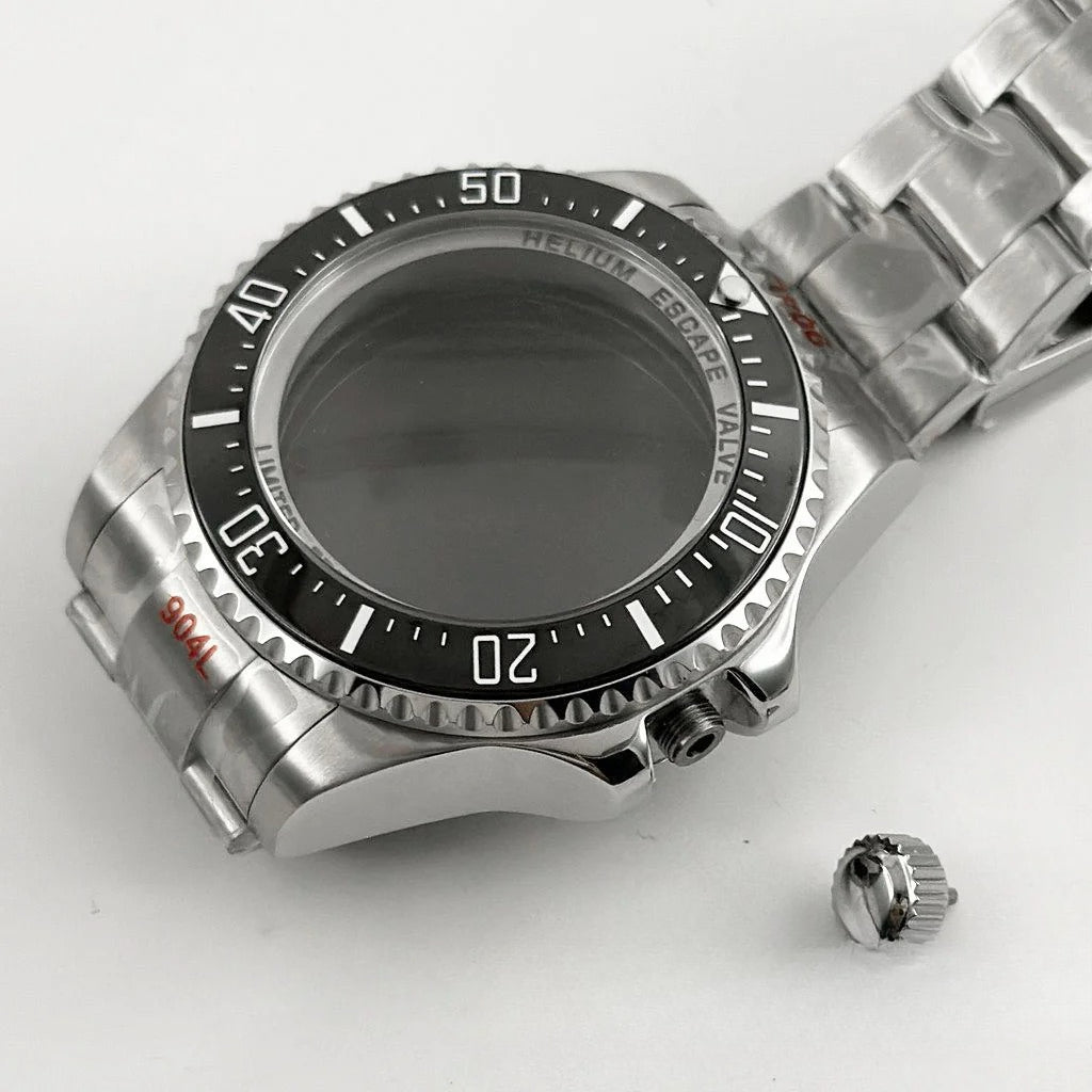 44mm Watch Case for Deep SEA Style for NH34 NH35 NH36 Rotating Bezel Solid Back