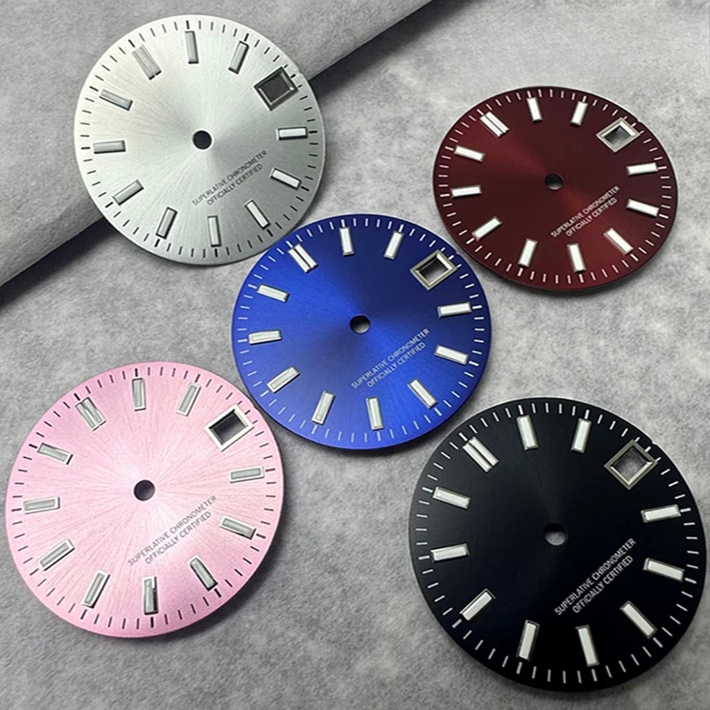 28.5mm Multicolor Date Window Green Luminous Dial For NH35  NH36/4R/7S Movement