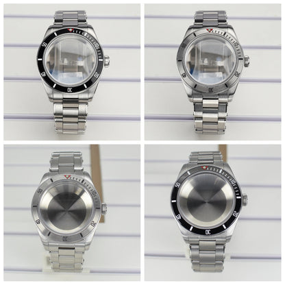Silver 38mm Men Watch Case 316L Steel Sapphire Glass For NH35 NH36 NH38 4R36