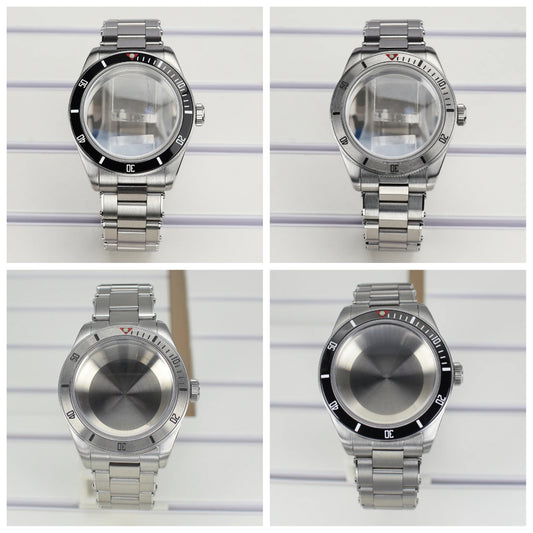 Silver 38mm Men Watch Case 316L Steel Sapphire Glass For NH35 NH36 NH38 4R36