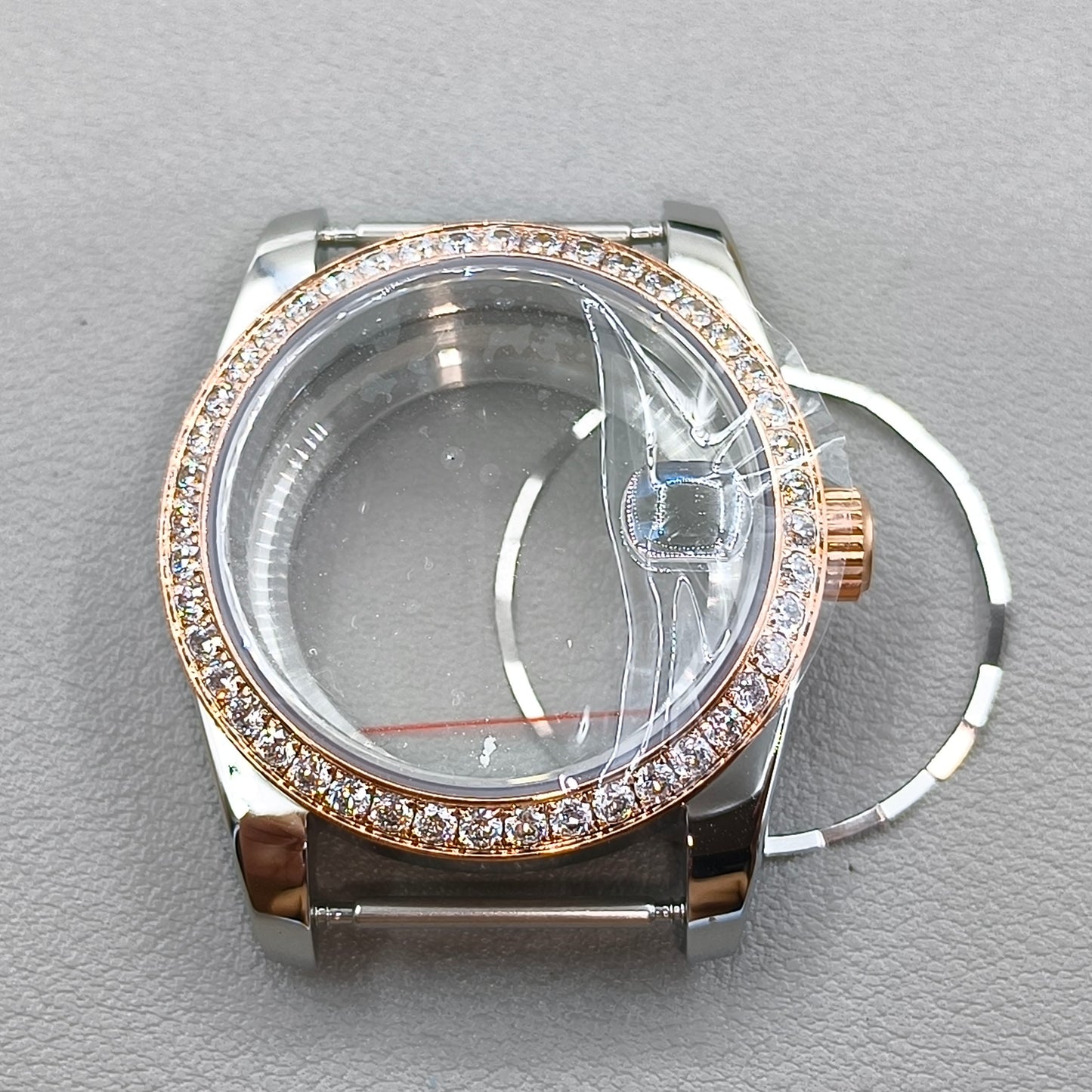39MM Gold Watch Case Transparent Caseback Sapphire Crystal for NH35/NH36/4R/7S