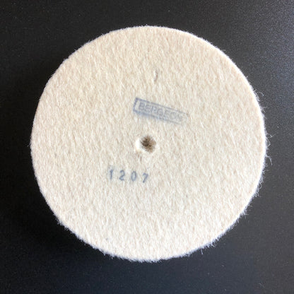 Bergeon 1207 white felt polishing wheels for watch accessories, Swiss precision cleaning tool.