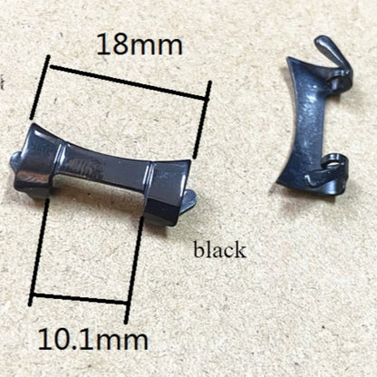 Black 18x10.1mm curved end links spring bars for watch band strap, polished finish