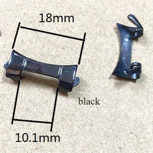 Black 18x10.1mm Polished Curved End Links Spring Bars Bracelet Watch Band Strap#1028