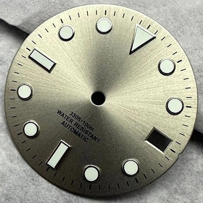 28.5Mm Silver Watch Dial For NH35 NH36 4R35 4R36 Movement Green Lume