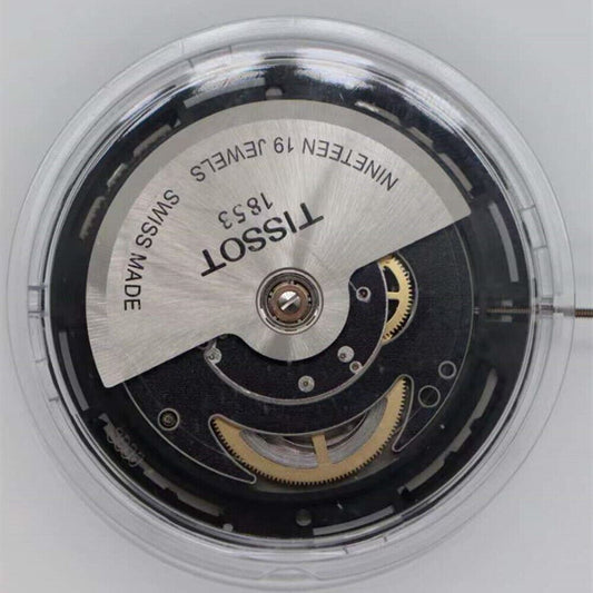 Swiss Made ETA C15.111 chronograph movement with 1853 black dial, precision watch accessory.