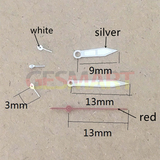 13 mm silberner Rand, weiß lackierte Uhrzeiger für Miyota OS10 OS20 OS22 OS60 OS80
