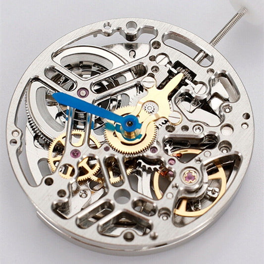 Asian HZ75DOA silver hollow balance wheel watch accessory showcasing automatic mechanical movement details.
