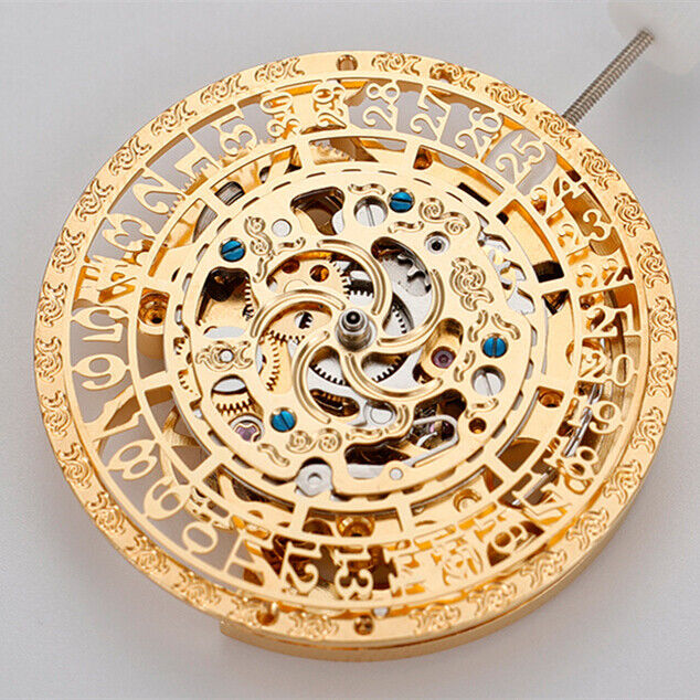 Mouvement mécanique automatique à calendrier creux doré HZ27AOB fabriqué en Chine