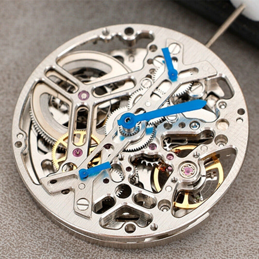 Asian HZ7590A silver hollow balance wheel showcasing automatic mechanical watch movement parts.