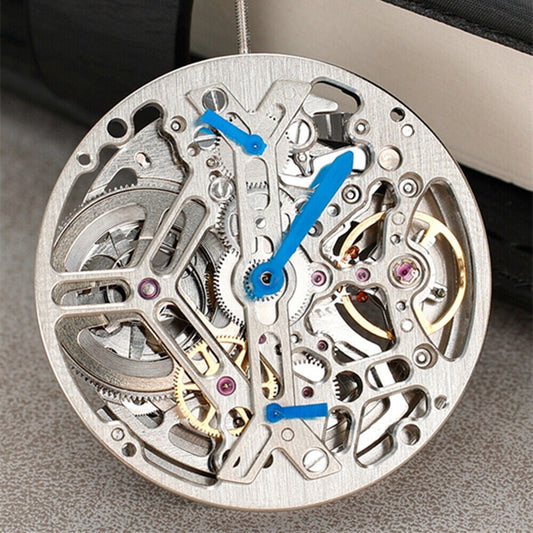 Asian HZ7590A silver hollow balance wheel showcasing automatic mechanical watch movement parts.