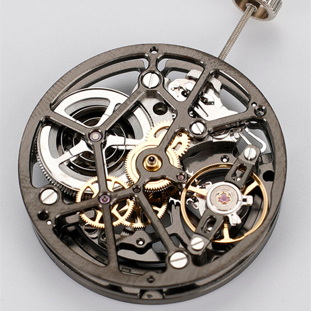 HZ1A09A Silber/Schwarz Hohle Unruh Automatisches mechanisches Uhrwerk
