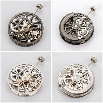 HZ1A09A Silber/Schwarz Hohle Unruh Automatisches mechanisches Uhrwerk