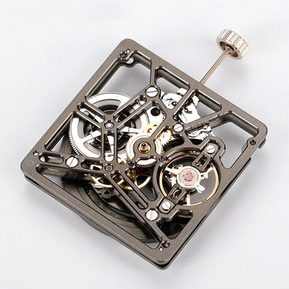 Asiatisches HZ1B01D Silber/Gold/Schwarz Hohlquadrat Automatisches mechanisches Uhrwerk
