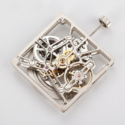 Asiatisches HZ1B01D Silber/Gold/Schwarz Hohlquadrat Automatisches mechanisches Uhrwerk