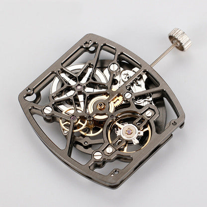 Asiatisches HZ1C02A Silber/Gold/Schwarzes tonnenförmiges automatisches mechanisches Uhrwerk