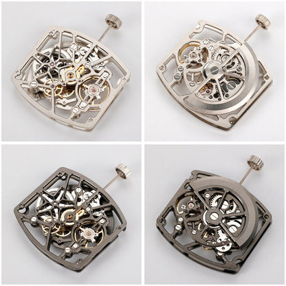 Asiatisches HZ1C02A Silber/Gold/Schwarzes tonnenförmiges automatisches mechanisches Uhrwerk
