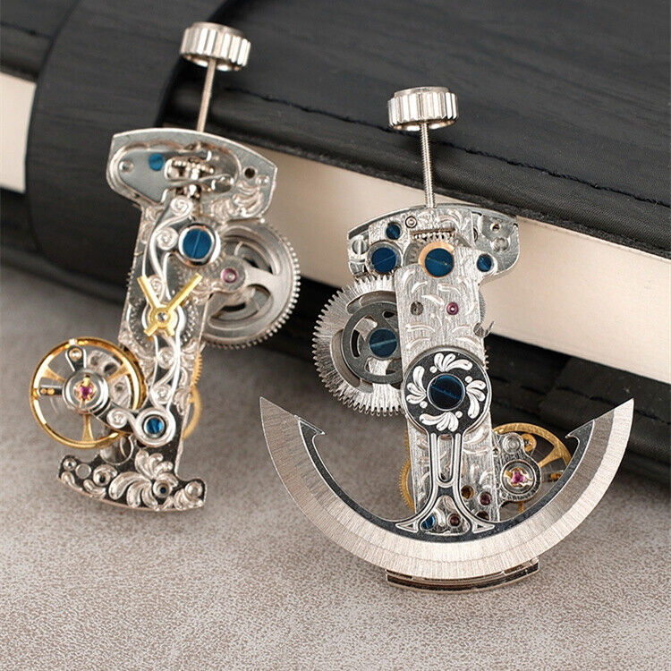 Asian LG0801BS silver long pendulum watch accessory displaying intricate mechanical automatic movement design.