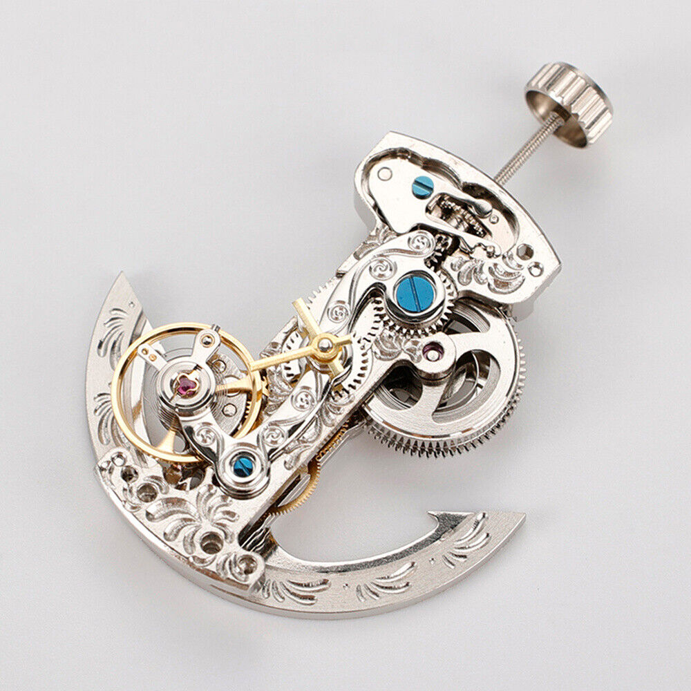 Asian LG0801BS silver long pendulum watch accessory displaying intricate mechanical automatic movement design.