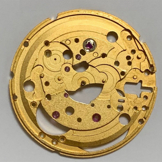 Golden main wheel bridge for ETA2824-2 watch movement, precise fit for smooth gear function.