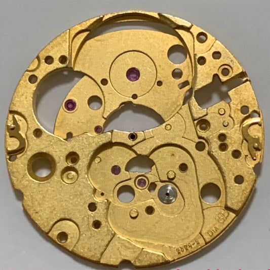Golden main wheel bridge for ETA2824-2 watch movement, precise fit for smooth gear function.