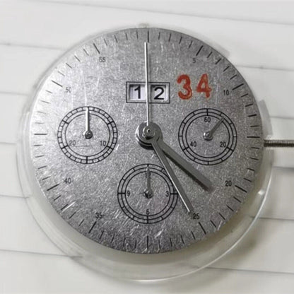 Mouvement chronographe Dandong 7750 fabriqué en Chine, 3 aiguilles, petite seconde à 3, 6 et 9 heures, date à 12 heures