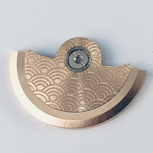Masse oscillante sculptée en or rose avec motif vagues de mer pour mouvement Miyota NH35 NH36