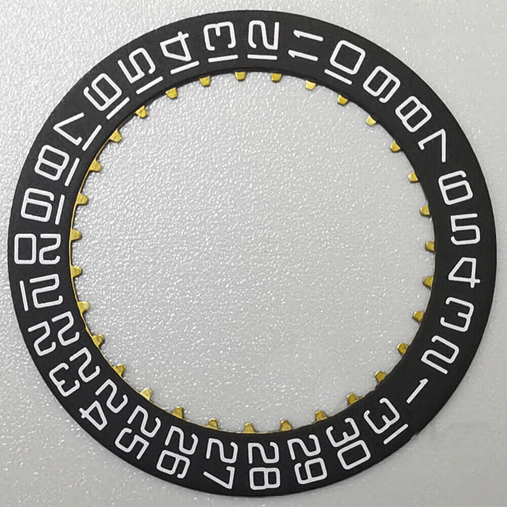 Swiss Black Date Disk Wheel for ETA2824 watch movement, square font date at 3 o'clock, precision replacement part.
