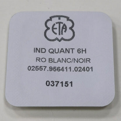 Disque de date blanc de fabrication suisse pour montre <tc>ETA</tc>956.412, date à 6 heures.