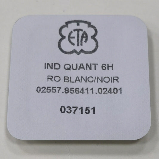 Disque de date blanc de fabrication suisse pour montre <tc>ETA</tc>956.412, date à 6 heures.