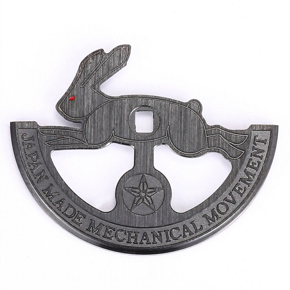 Black hollow rabbit rotor oscillating weight for Miyota 8215 watch movement, enhancing timepiece precision.