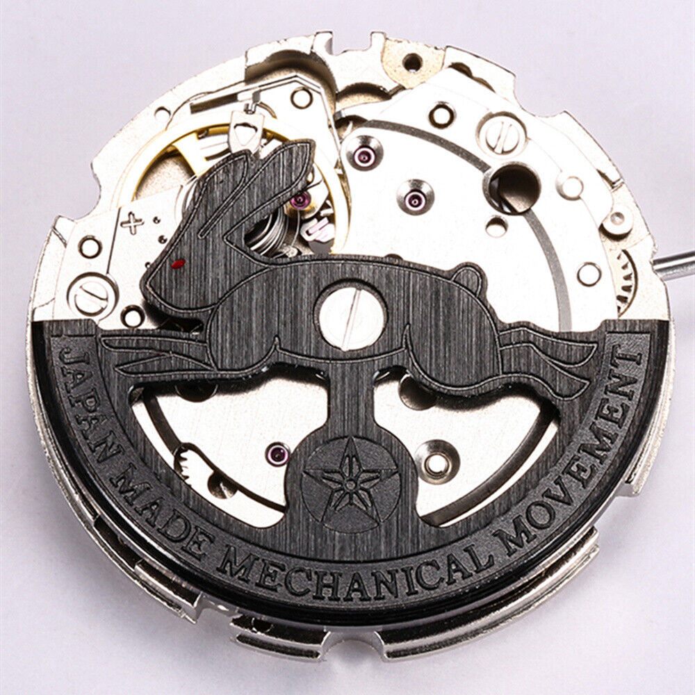Black hollow rabbit rotor oscillating weight for Miyota 8215 watch movement, enhancing timepiece precision.