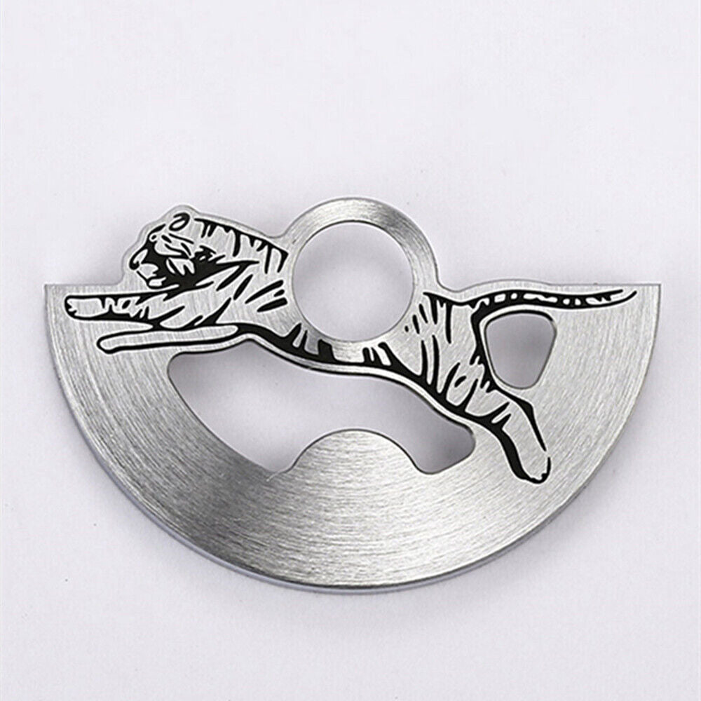 Silver Tiger carved rotor oscillating weight for Miyota NH35 NH36 watch movement, detailed design.