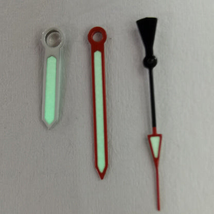 Red and silver trim green luminous watch hands for NH36 NH35 7S26 movements