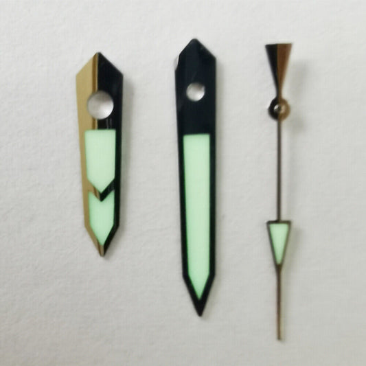 Aiguilles de montre lumineuses vertes résistantes C3 avec garniture argentée pour mouvement NH36 NH35