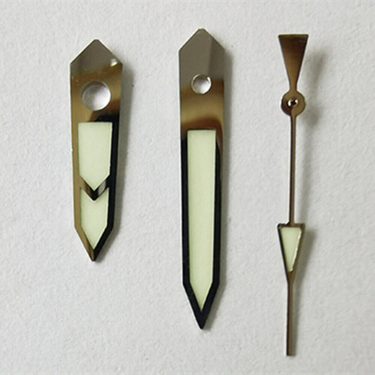 Aiguilles de montre lumineuses vertes résistantes C3 avec garniture argentée pour mouvement NH36 NH35