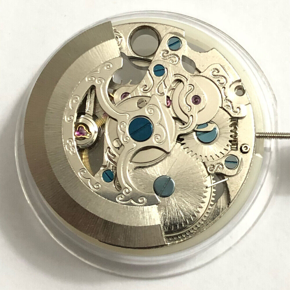 China Made Carved Silver Hollow 7120 Automatic Mechanical Movement