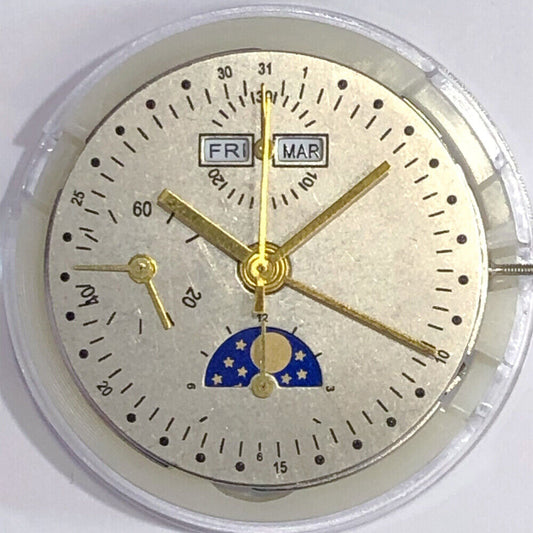 China Made 7751 7753 automatic mechanical movement with moon phase for watch accessories.