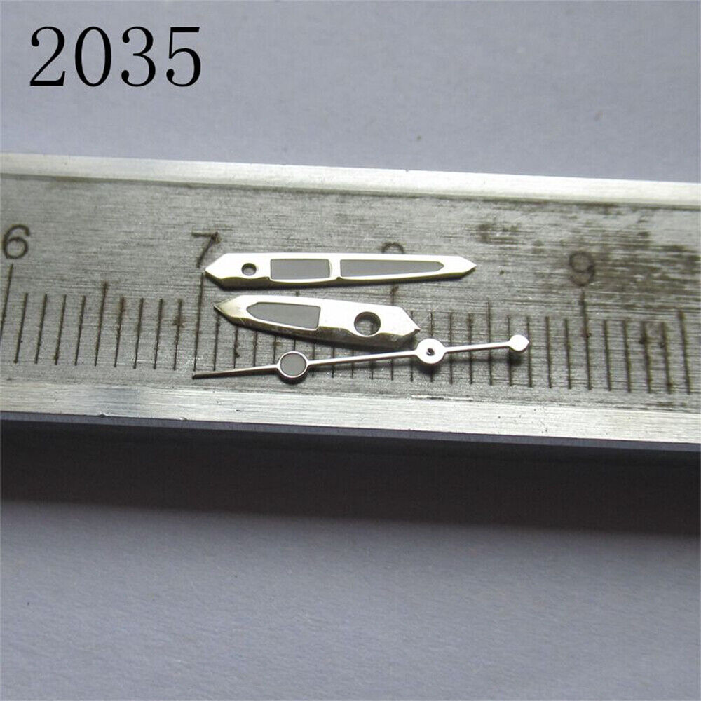 Green luminous watch hands set for Miyota 2035 movement, enhancing visibility in low light.