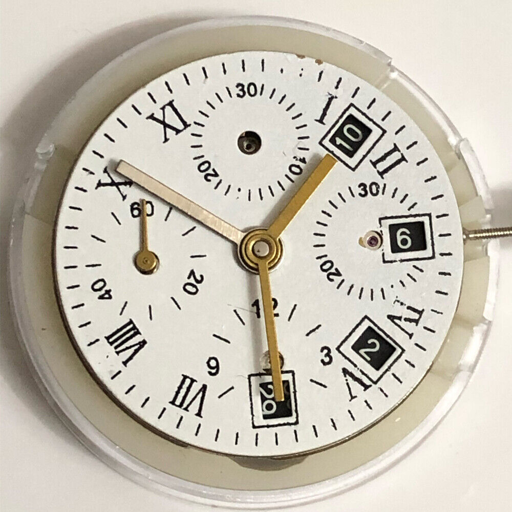 China Made 7750 GMT automatic movement with 3 hands and small second at 9, precision mechanical watch part.