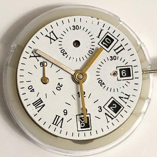 China Made 7750 GMT automatic movement with 3 hands and small second at 9, precision mechanical watch part.