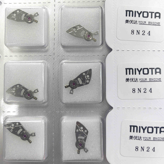Silver splint for Miyota 8N24 balance wheel, genuine Japan-made precision watch accessory.