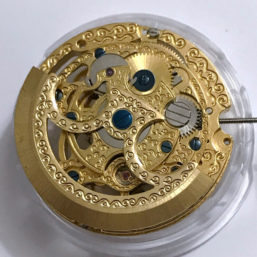 China Made Hollow Carved Automatic Mechanical Movement 3 Hands Bare Balance @12